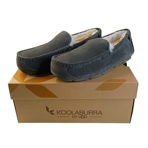 Koolaburra by UGG Tipton Mens Slippers Stone Grey Suede Moccasins 1105893 Size 8